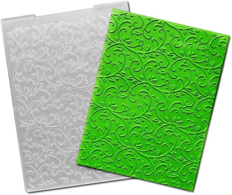 Arbuya Flourishes Swirl Plastic Embossing Folders for Card Making Lace Vine Embossing Folders for Scrapbooking Paper Crafting Decoration - Image 1